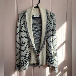 The Post Women's Black and Cream Geometric Cardigan